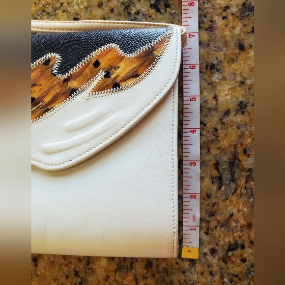 White Genuine Snake Skin and Leather Crossbody Bag Purse - Picture 11 of 13